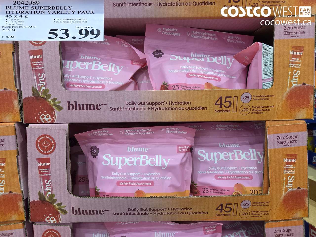 2042989 BLUME SUPERBELLY HYDRATION VARIETY PACK 45 X 4 G $53.99