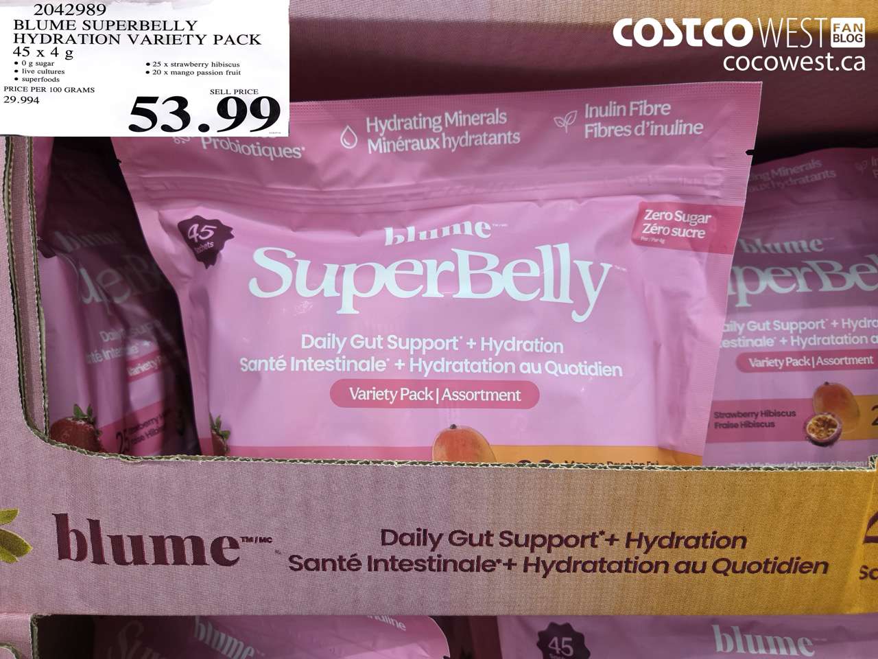 2042989 BLUME SUPERBELLY HYDRATION VARIETY PACK 45 X 4 G $53.99