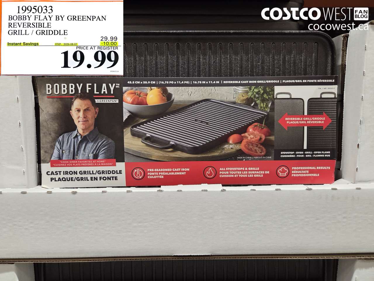 1995033 BOBBY FLAY BY GREENPAN REVERSIBLE GRILL / GRIDDLE ($10.00 INSTANT SAVINGS EXPIRES ON 2026-08-02) $19.99