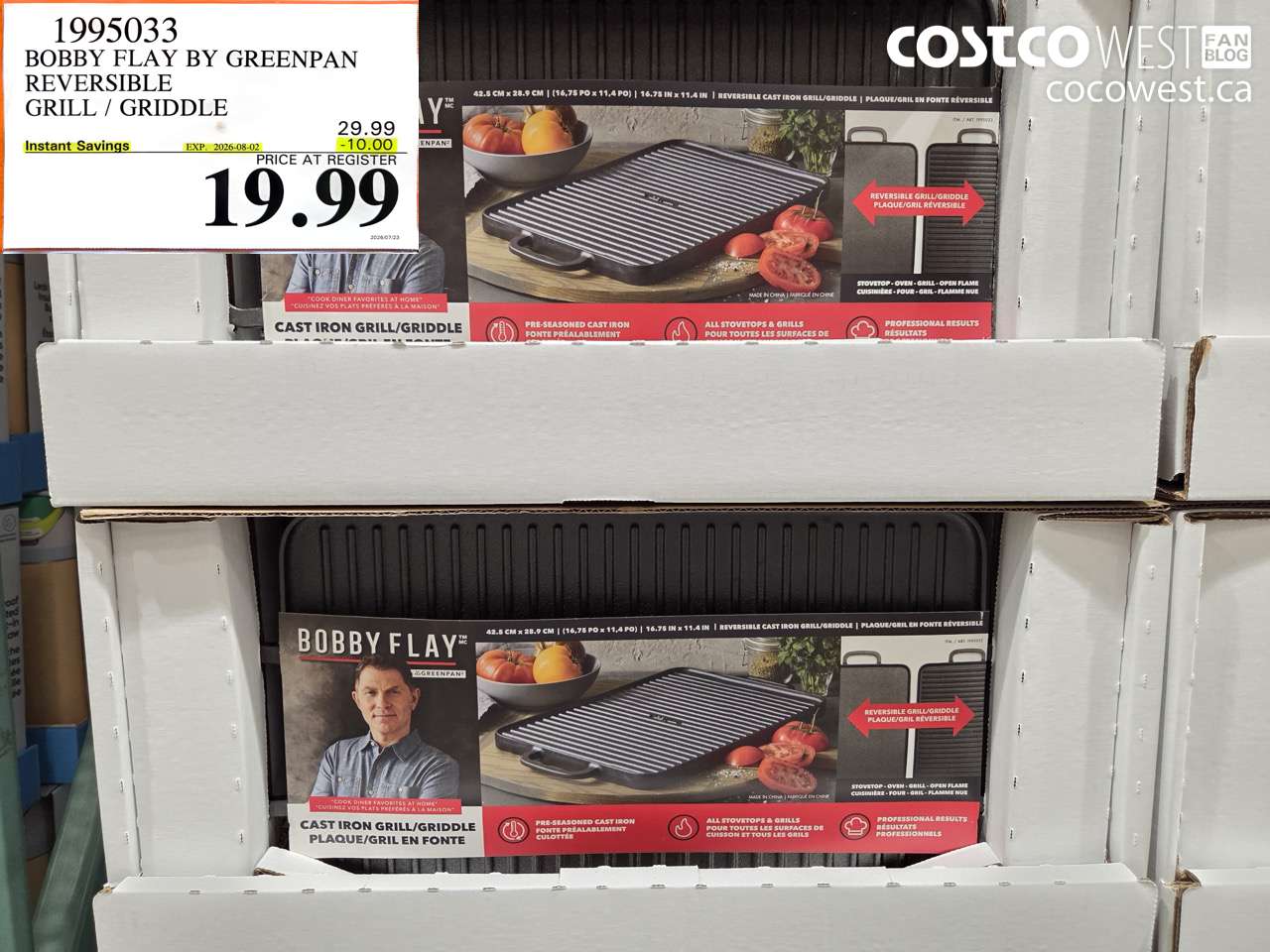 1995033 BOBBY FLAY BY GREENPAN REVERSIBLE GRILL / GRIDDLE ($10.00 INSTANT SAVINGS EXPIRES ON 2026-08-02) $19.99
