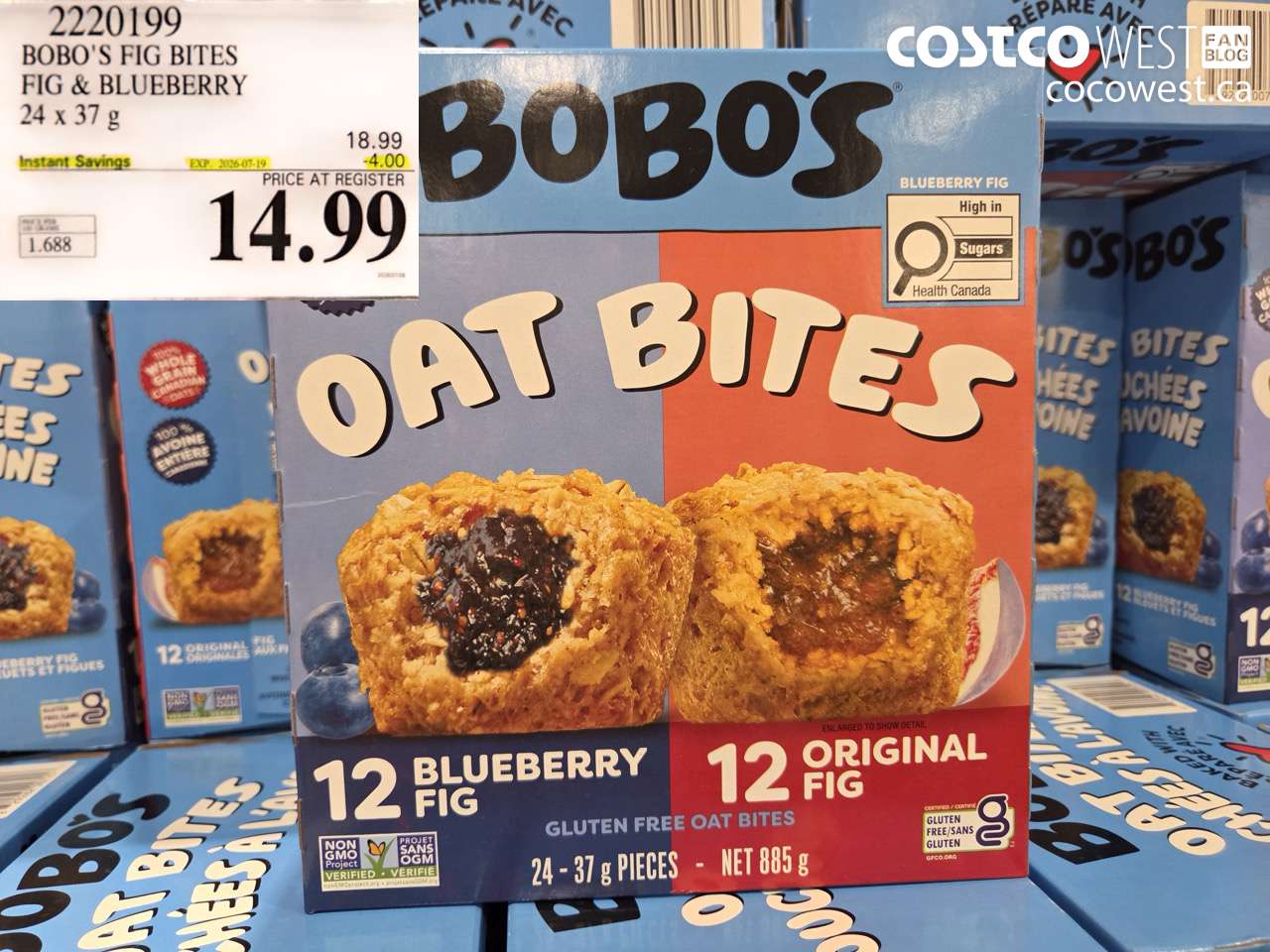 2220199 BOBO'S FIG BITES FIG & BLUEBERRY 24 X 37 G ($4.00 INSTANT SAVINGS EXPIRES ON 2025-07-19) $14.99