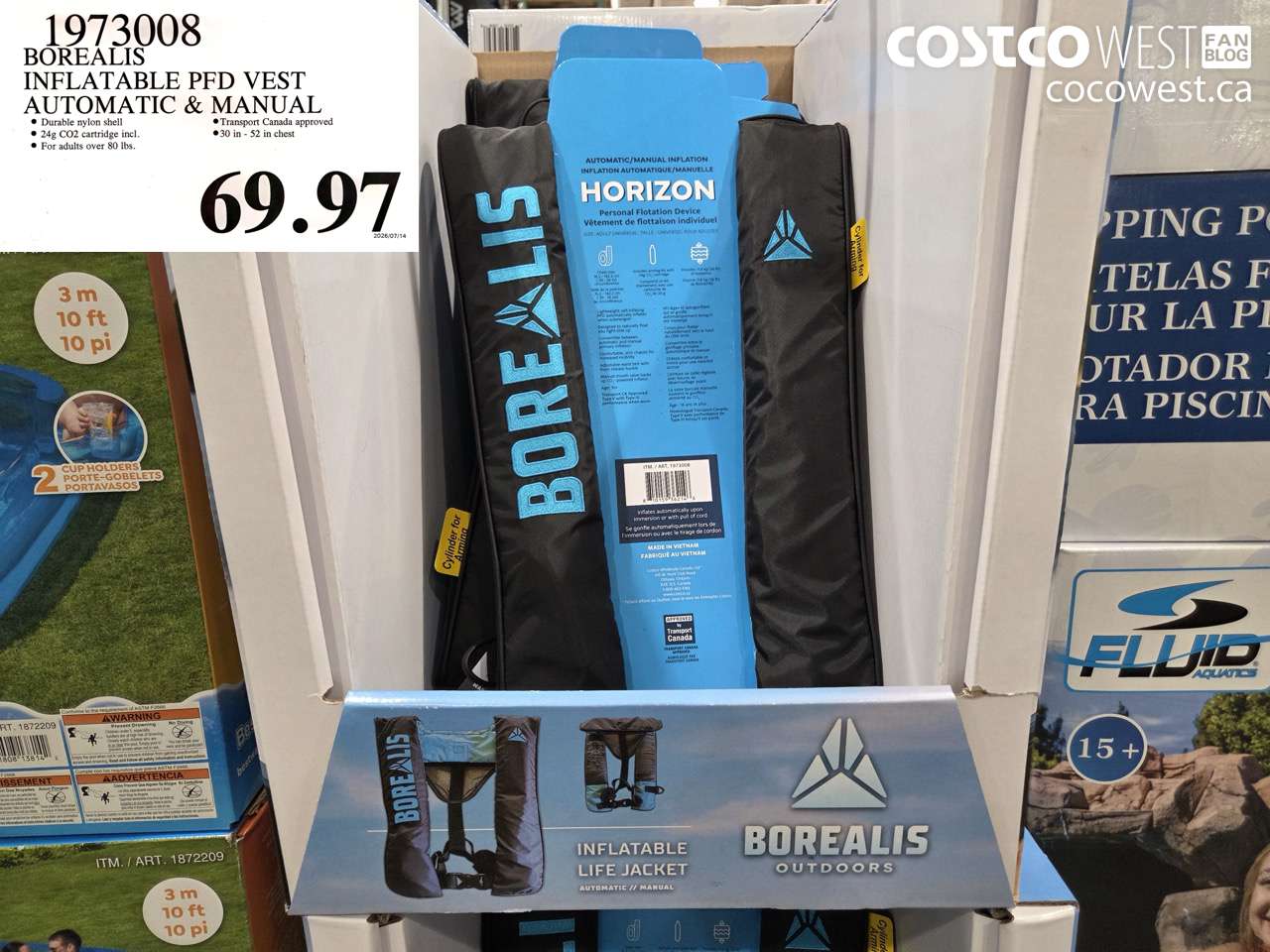 1973008 BOREALIS INFLATABLE PFD VEST AUTOMATIC & MANUAL $69.97