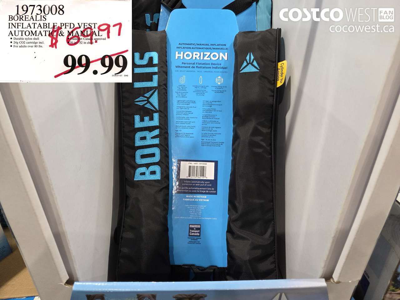 1973008 BOREALIS INFLATABLE PFD VEST AUTOMATIC & MANUAL $69.97