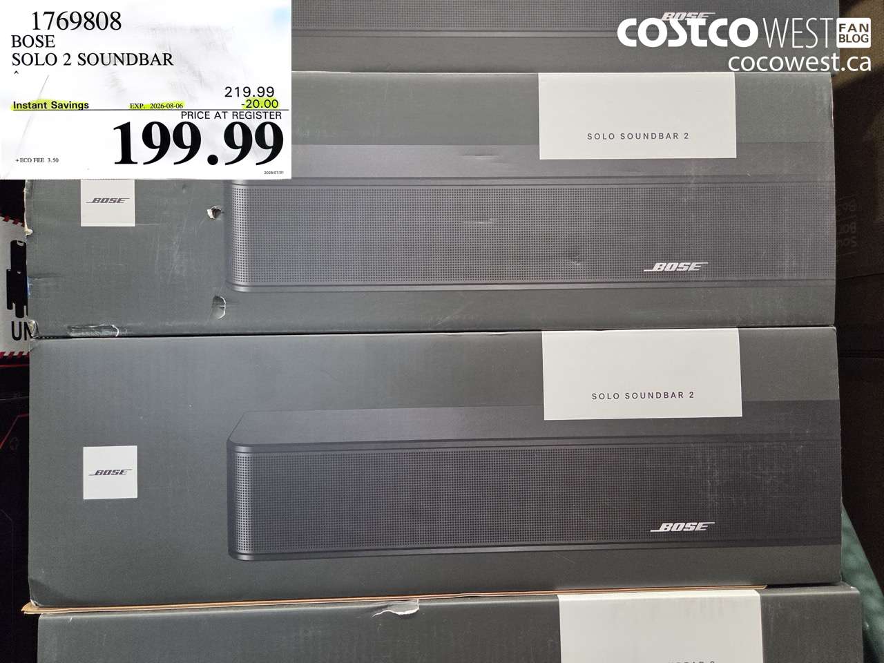 1769808 BOSE SOLO 2 SOUNDBAR ($20.00 INSTANT SAVINGS EXPIRES ON 2026-08-06) $199.99