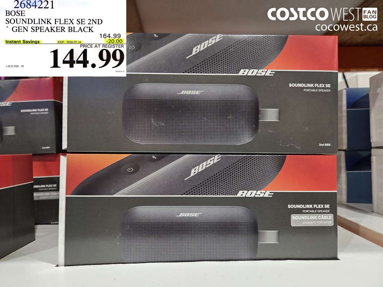 2684221 BOSE SOUNDLINK FLEX SE 2ND GEN SPEAKER BLACK ($20.00 INSTANT SAVINGS EXPIRES ON 2026-07-16) $144.99