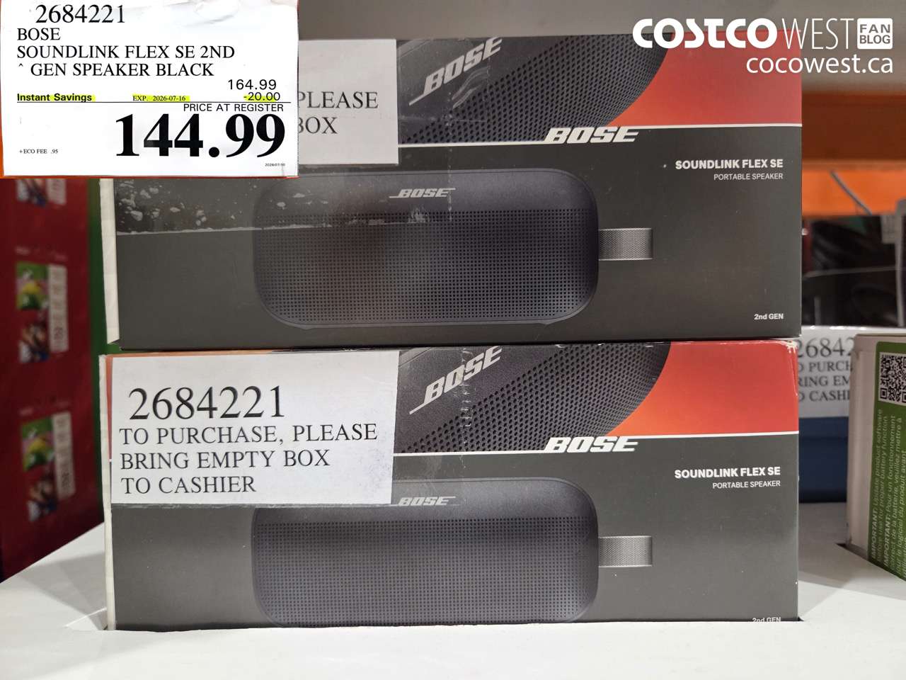 2684221 BOSE SOUNDLINK FLEX SE 2ND GEN SPEAKER BLACK ($20.00 INSTANT SAVINGS EXPIRES ON 2026-07-16) $144.99