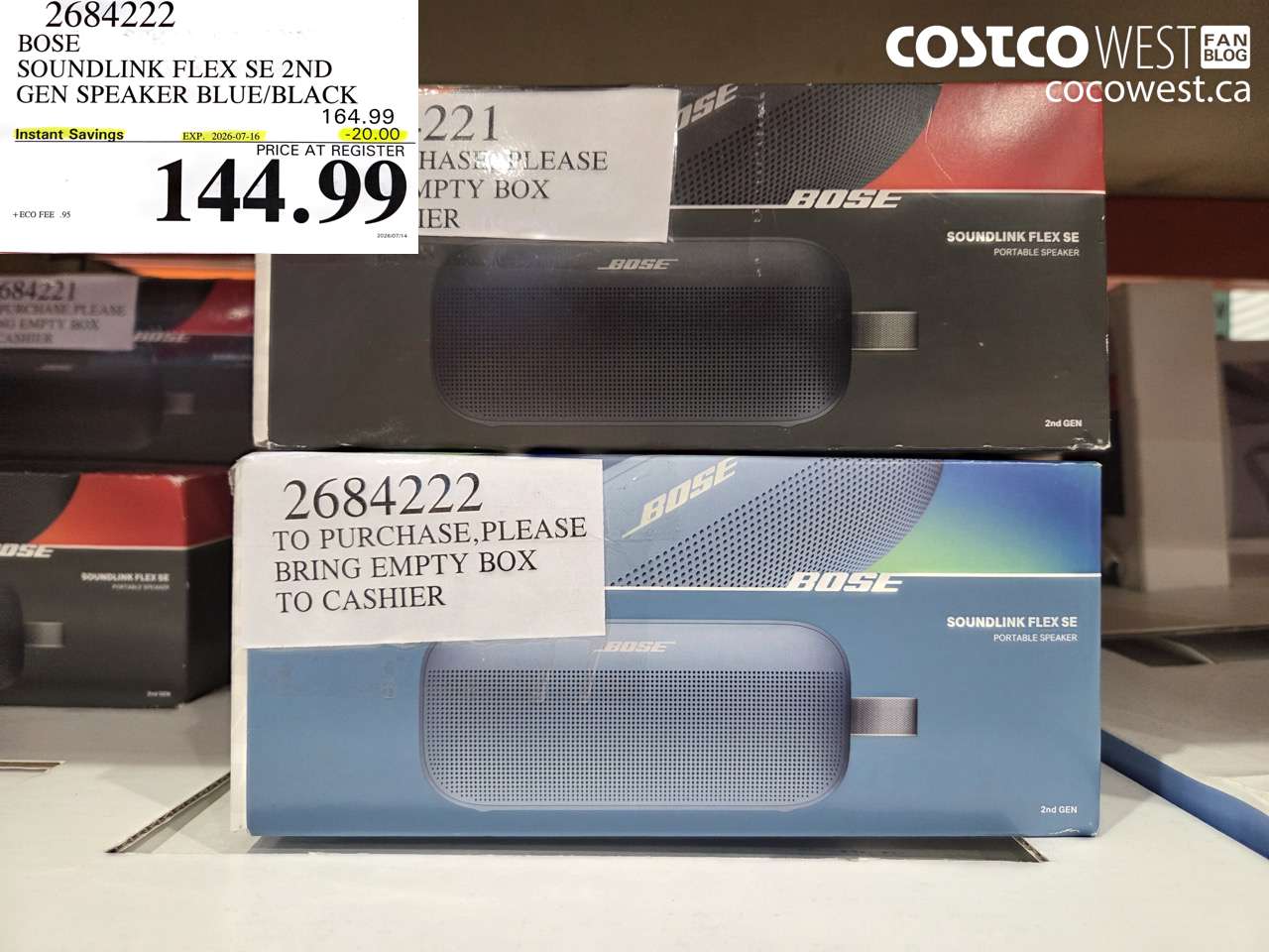 2684222 BOSE SOUNDLINK FLEX SE 2ND GEN SPEAKER BLUE/BLACK ($20.00 INSTANT SAVINGS EXPIRES ON 2026-07-16) $144.99