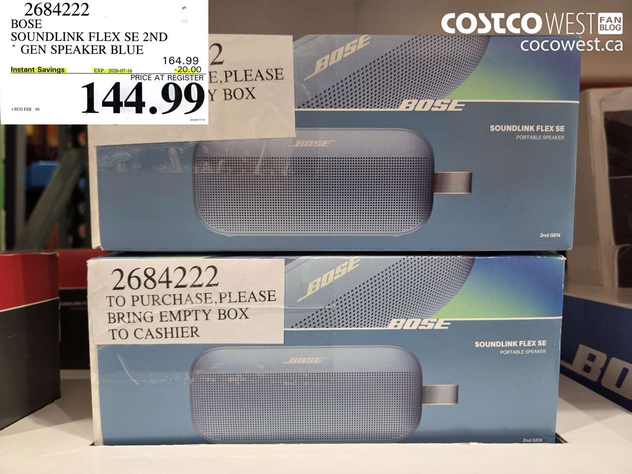 2684222 BOSE SOUNDLINK FLEX SE 2ND GEN SPEAKER BLUE ($20.00 INSTANT SAVINGS EXPIRES ON 2026-07-16) $144.99