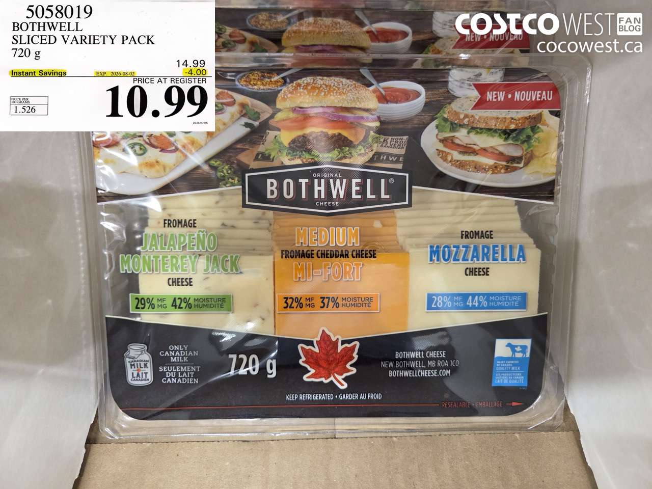 5058019 BOTHWELL SLICED VARIETY PACK 720 G ($4.00 INSTANT SAVINGS EXPIRES ON 2026-08-02) $10.99