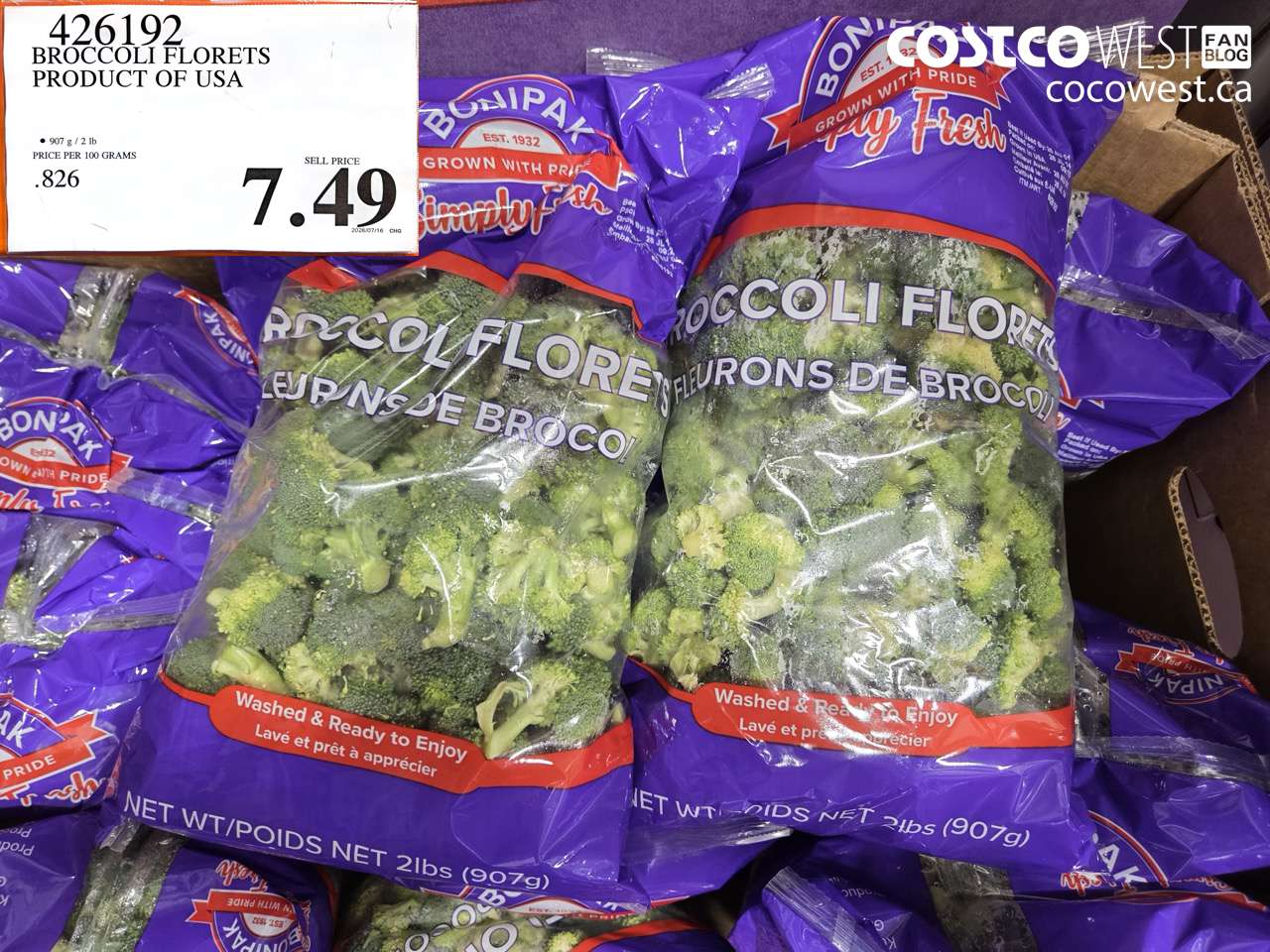 426192 BROCCOLI FLORETS PRODUCT OF USA $7.49