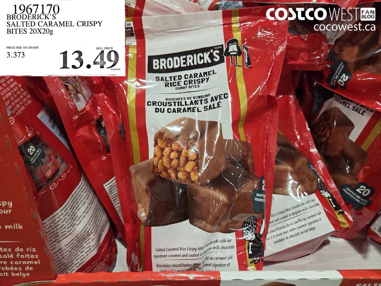 1967170 BRODERICK'S SALTED CARAMEL CRISPY BITES 20X20G $13.49