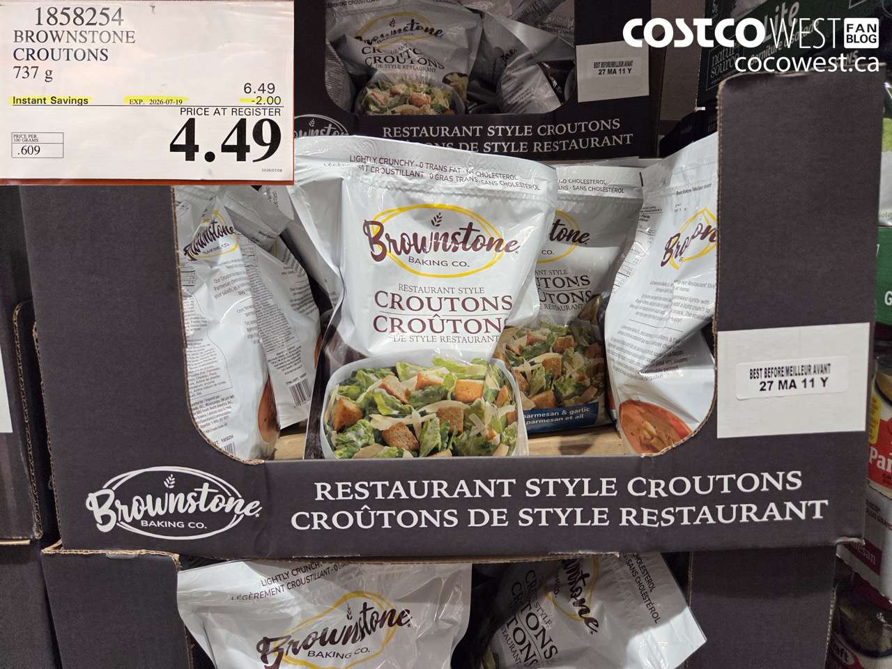 1858254 BROWNSTONE CROUTONS 737 G ($2.00 INSTANT SAVINGS EXPIRES ON 2026-07-19) $4.49