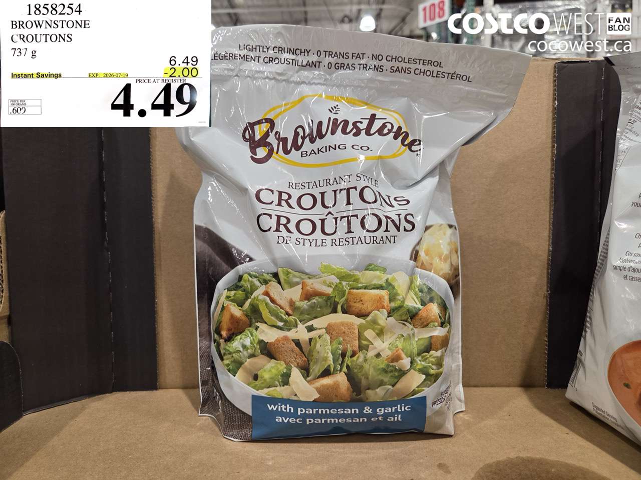 1858254 BROWNSTONE CROUTONS 737 G ($2.00 INSTANT SAVINGS EXPIRES ON 2026-07-19) $4.49