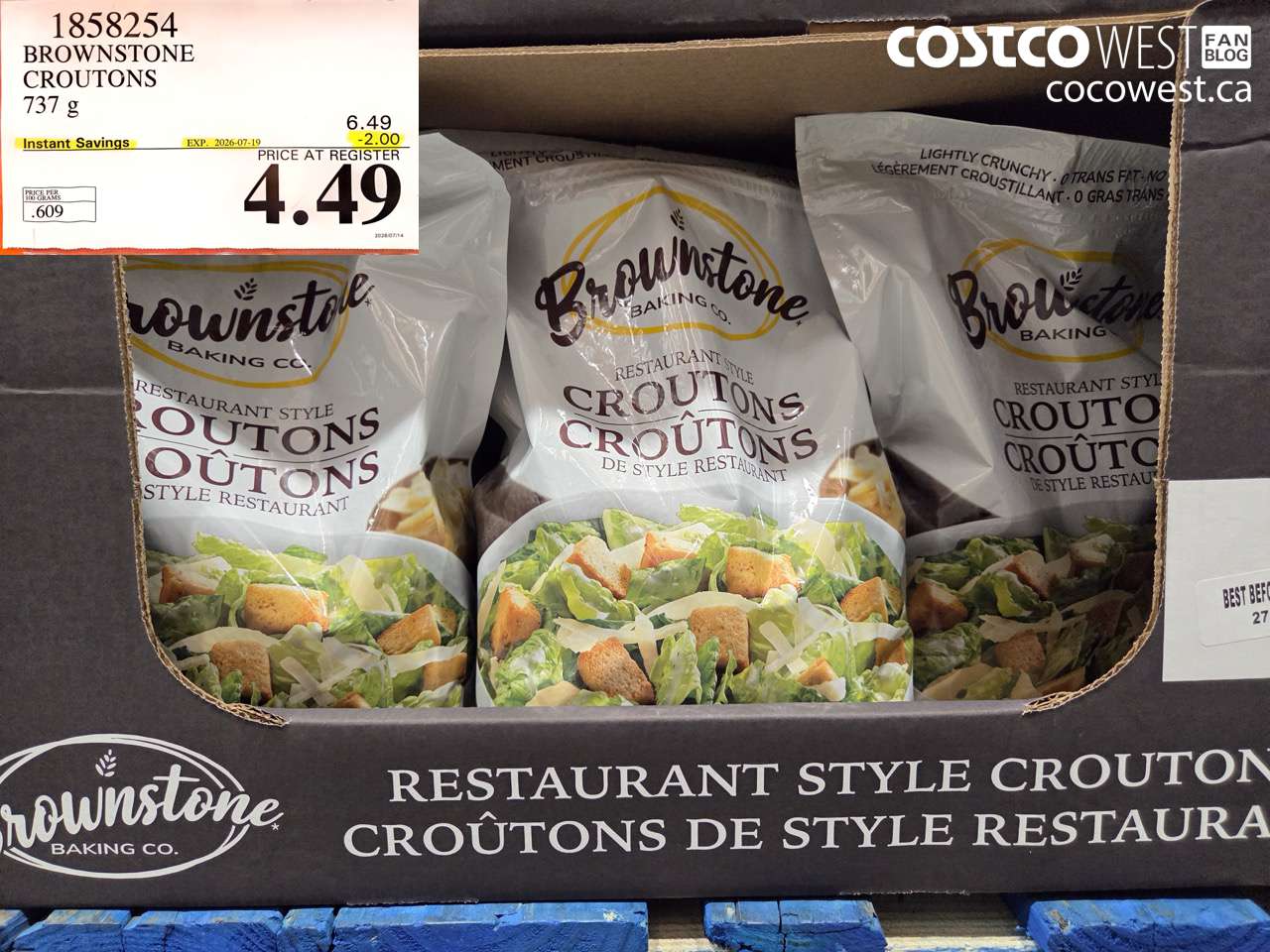 1858254 BROWNSTONE CROUTONS 737 G ($2.00 INSTANT SAVINGS EXPIRES ON 2026-07-19) $4.49