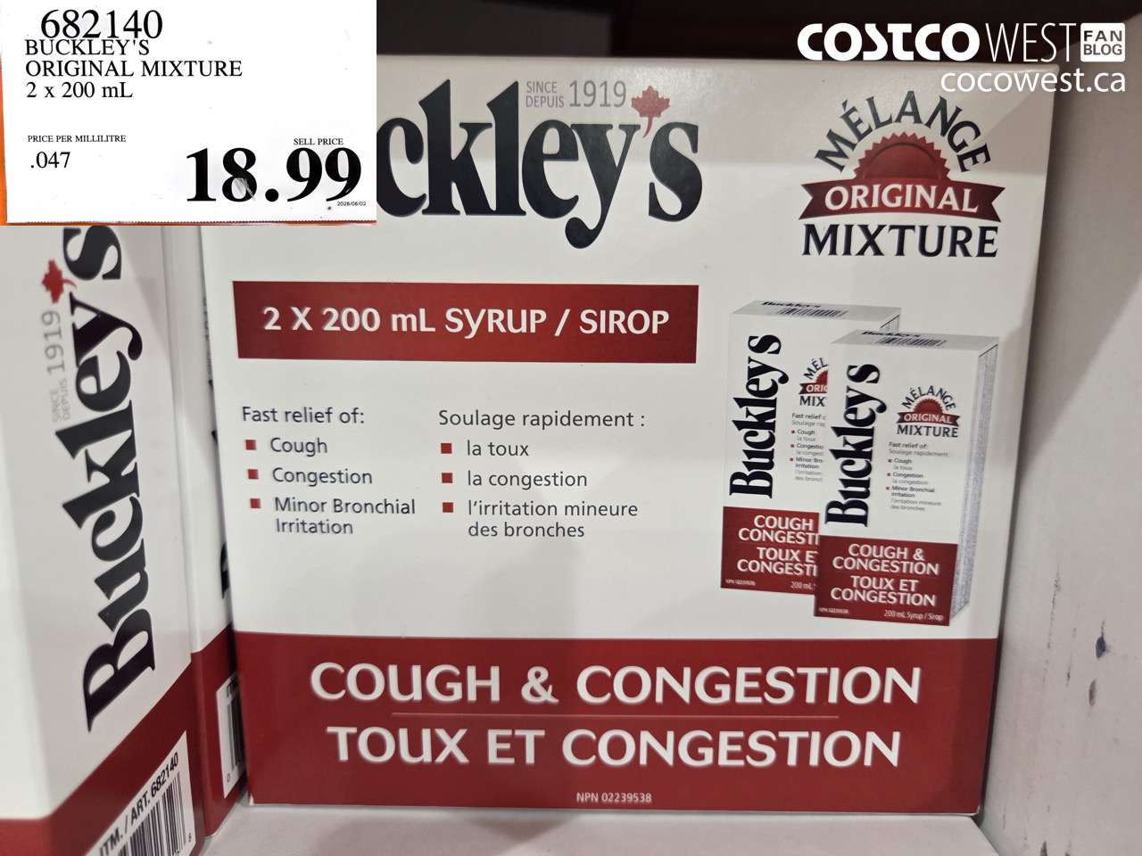 682140 BUCKLEY'S ORIGINAL MIXTURE 2 X 200 ML $18.99