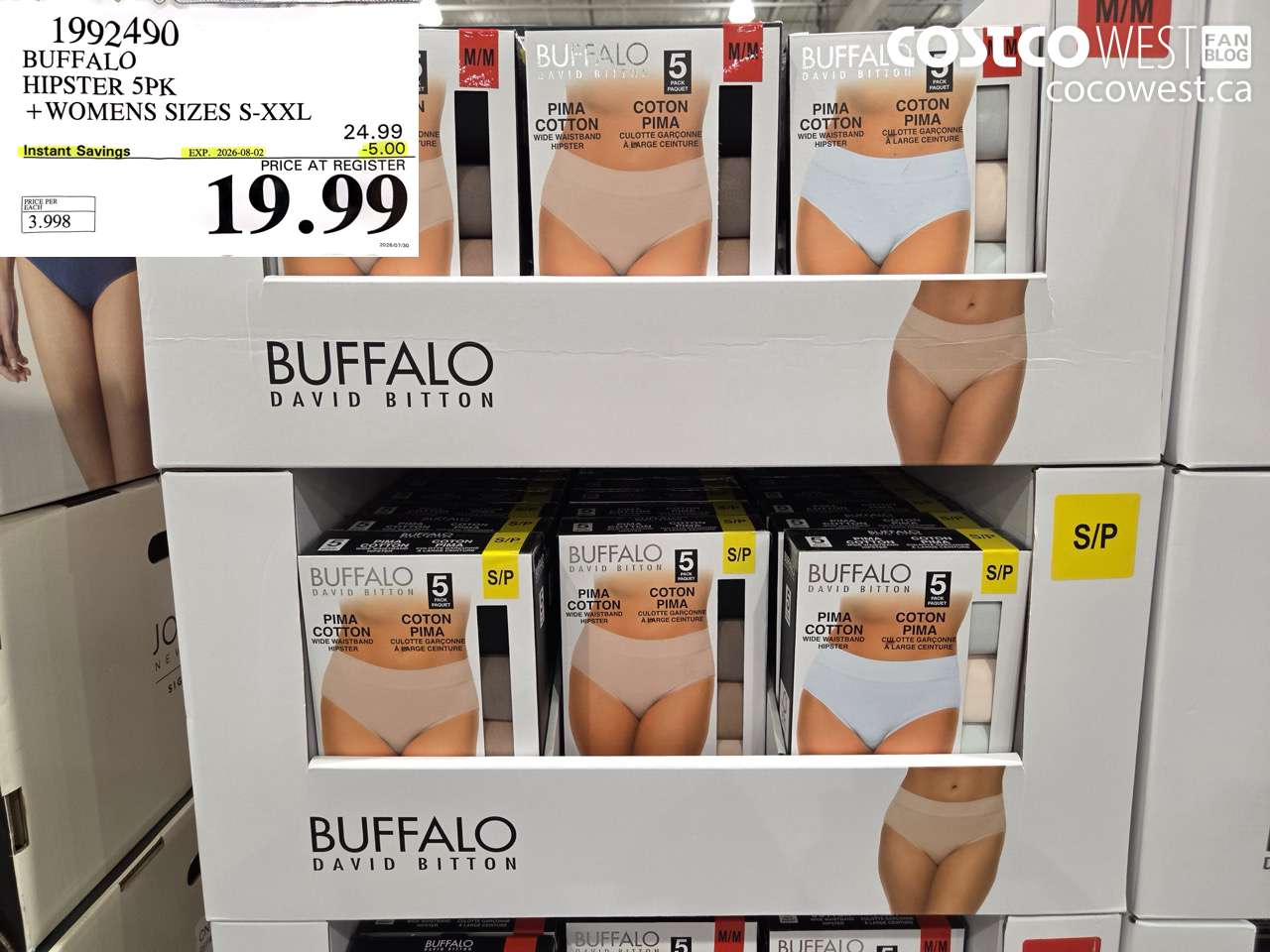 1992490 BUFFALO HIPSTER 5PK + WOMENS SIZES S-XXL ($5.00 INSTANT SAVINGS EXPIRES ON 2026-08-02) $19.99