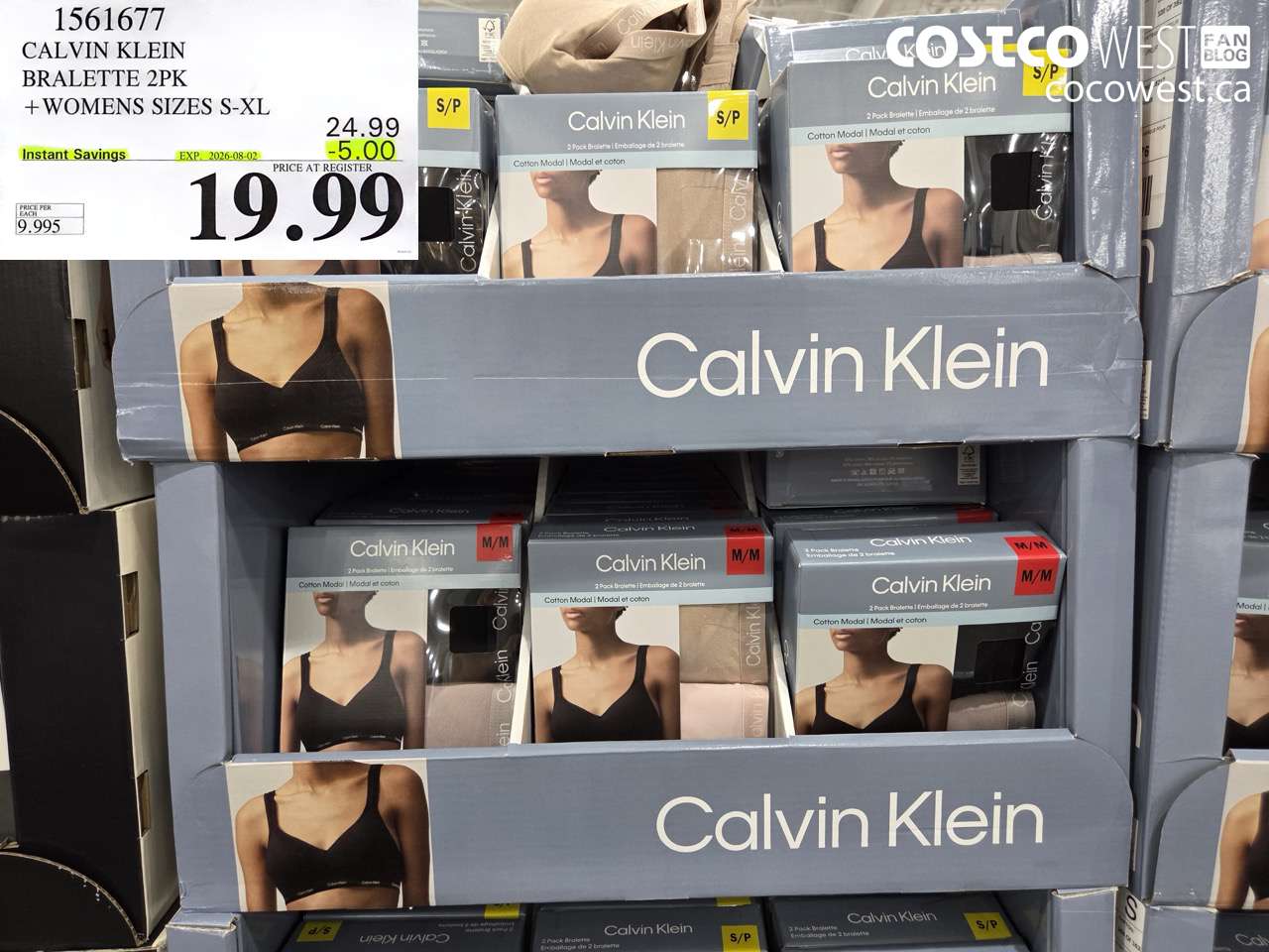 1561677 CALVIN KLEIN BRALETTE 2PK WOMENS SIZES S-XL ($5.00 INSTANT SAVINGS EXPIRES ON 2026-08-02) $19.99