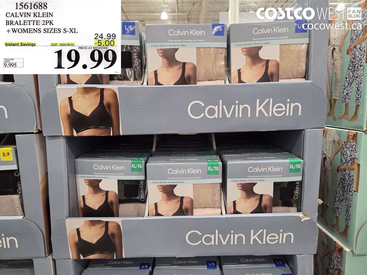 1561688 CALVIN KLEIN BRALETTE 2PK WOMENS SIZES S-XL ($5.00 INSTANT SAVINGS EXPIRES ON 2026-08-02) $19.99