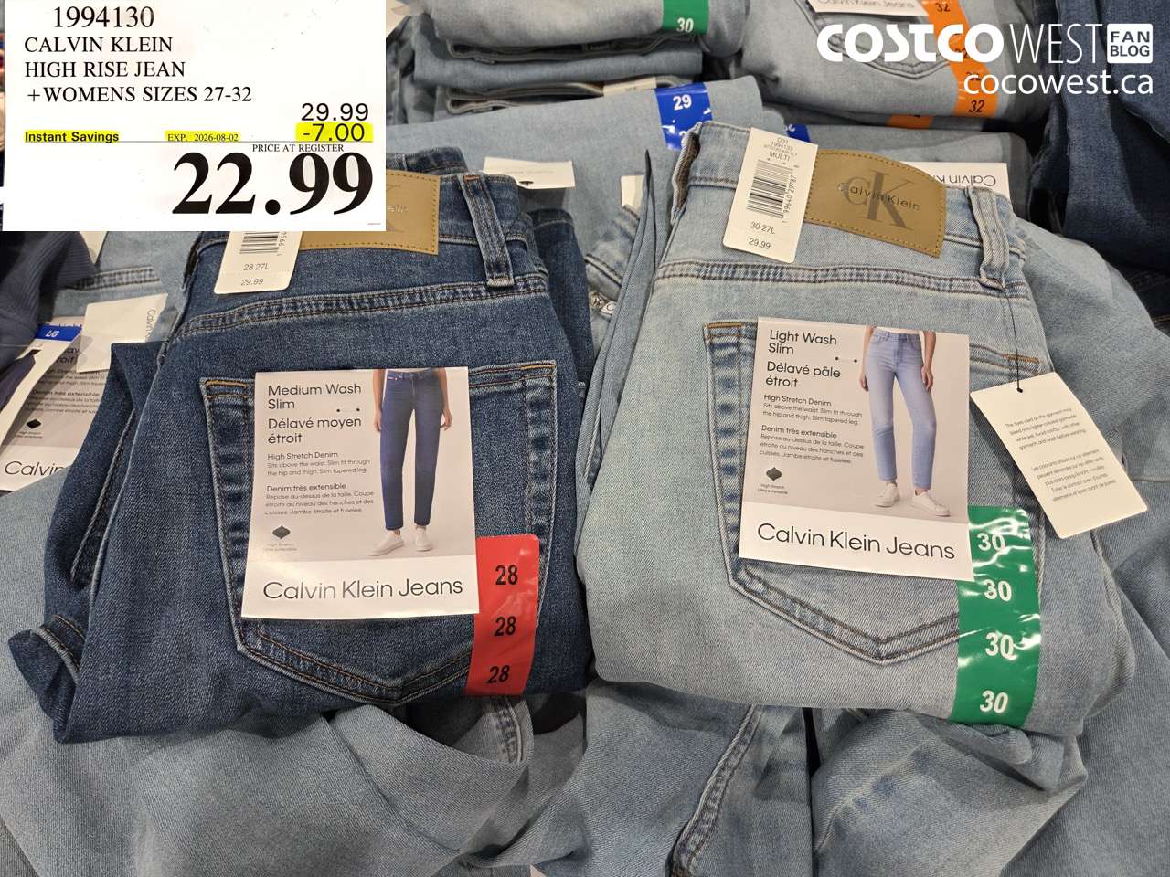 1994130 CALVIN KLEIN HIGH RISE JEAN + WOMENS SIZES 27-32 ($7.00 INSTANT SAVINGS EXPIRES ON 2026-08-02) $22.99