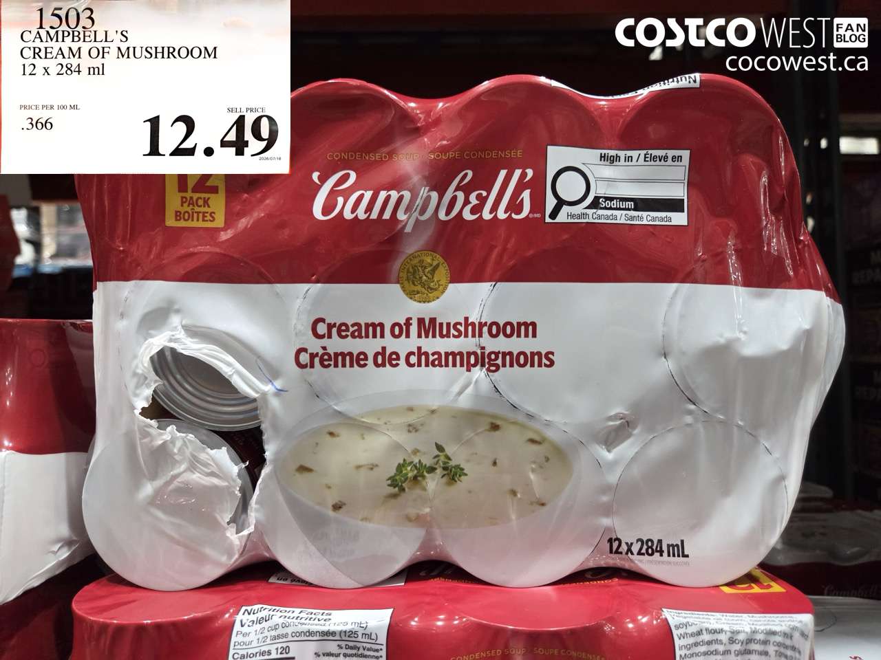 1503 CAMPBELL'S CREAM OF MUSHROOM 12 X 284 ML $12.49
