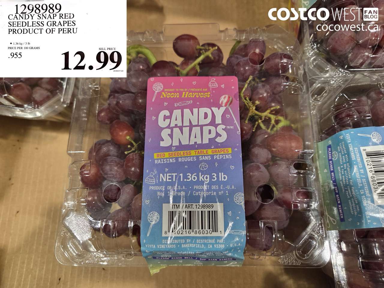 1298989 CANDY SNAP RED SEEDLESS GRAPES PRODUCT OF PERU $12.99