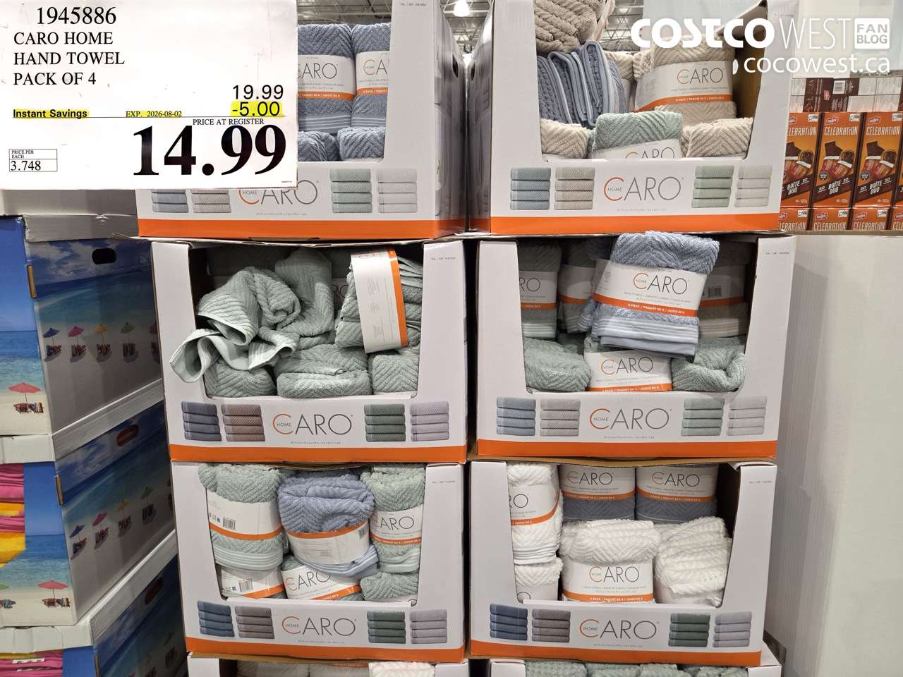 1945886 CARO HOME HAND TOWEL PACK OF 4 ($5.00 INSTANT SAVINGS EXPIRES ON 2026-08-02) $14.99