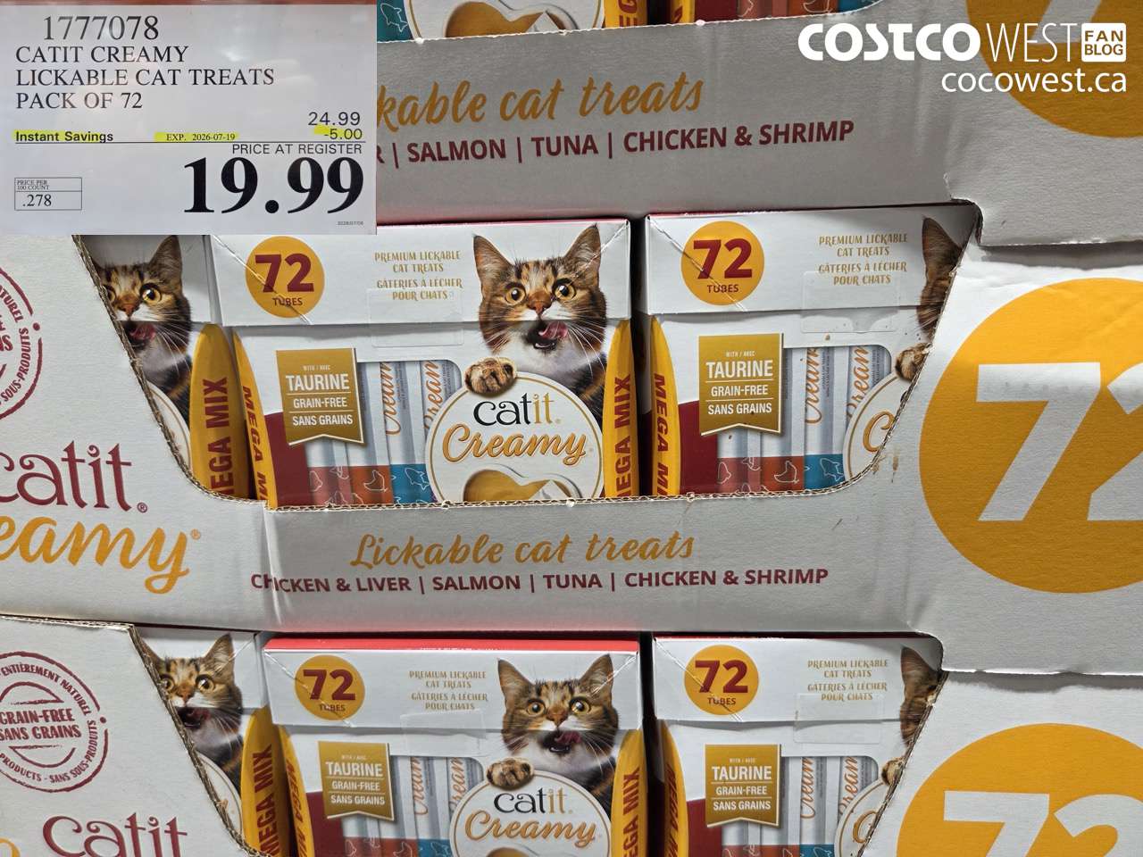 1777078 CATIT CREAMY LICKABLE CAT TREATS PACK OF 72 ($5.00 INSTANT SAVINGS EXPIRES ON 2026-07-19) $19.99