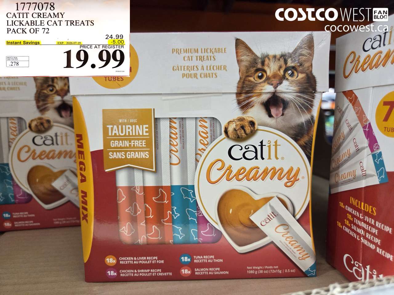 1777078 CATIT CREAMY LICKABLE CAT TREATS PACK OF 72 ($5.00 INSTANT SAVINGS EXPIRES ON 2026-07-19) $19.99