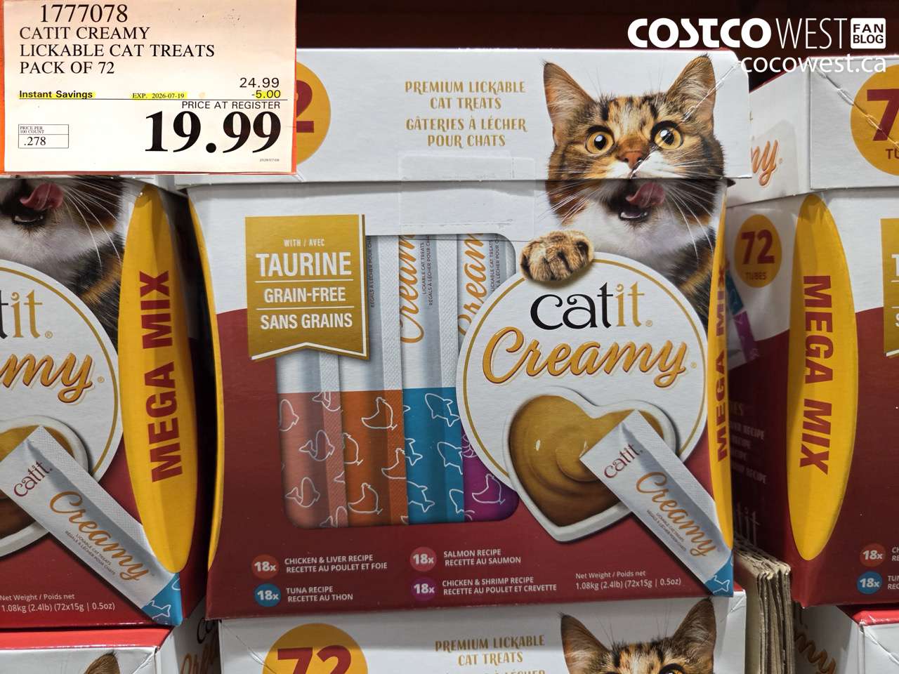 1777078 CATIT CREAMY LICKABLE CAT TREATS PACK OF 72 ($5.00 INSTANT SAVINGS EXPIRES ON 2026-07-19) $19.99
