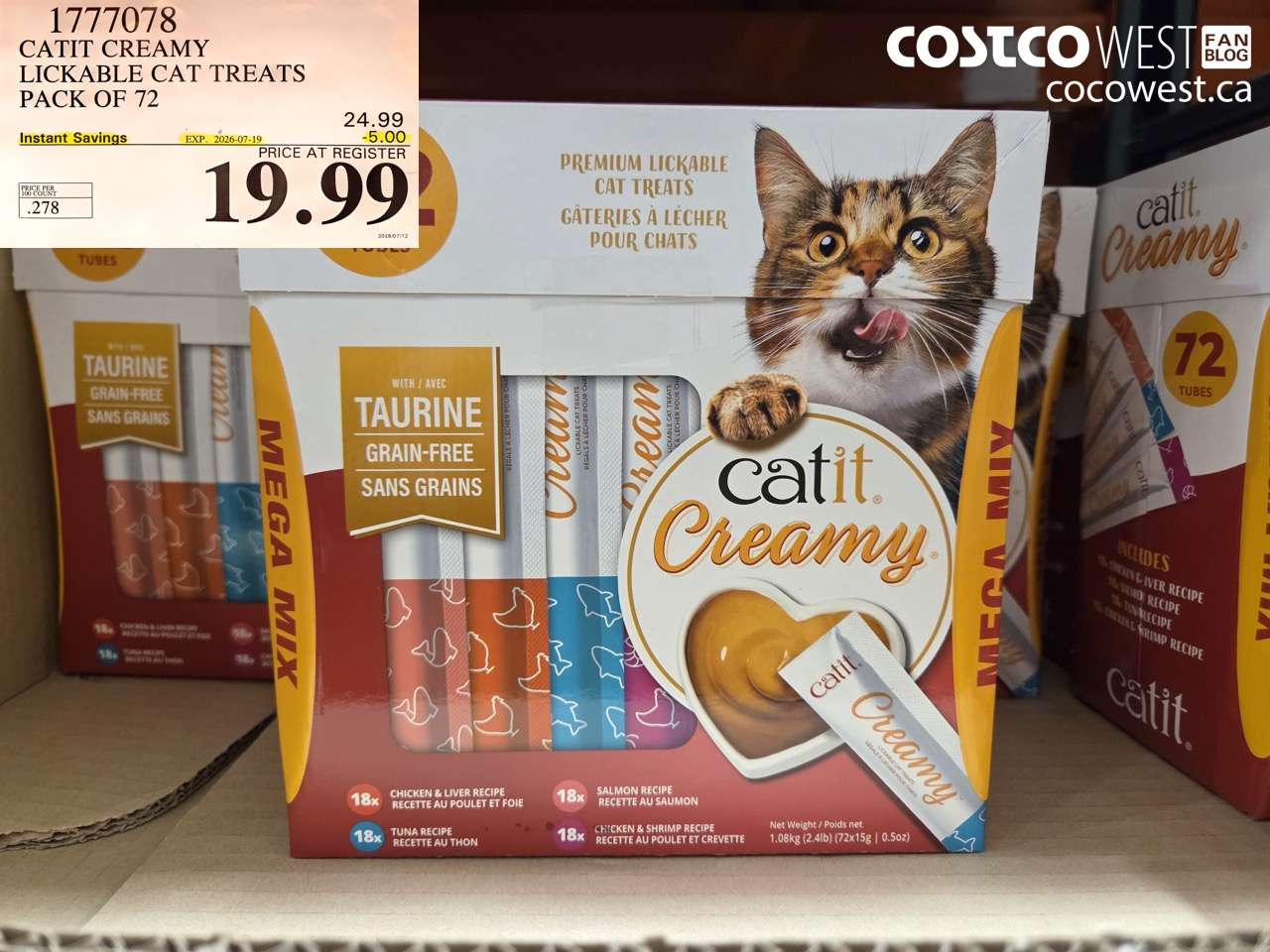 1777078 CATIT CREAMY LICKABLE CAT TREATS PACK OF 72 ($5.00 INSTANT SAVINGS EXPIRES ON 2026-07-19) $19.99