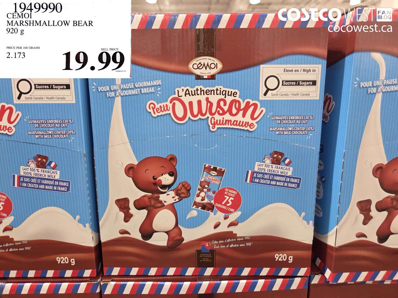 1949990 CEMOI MARSHMALLOW BEAR 920 G $19.99