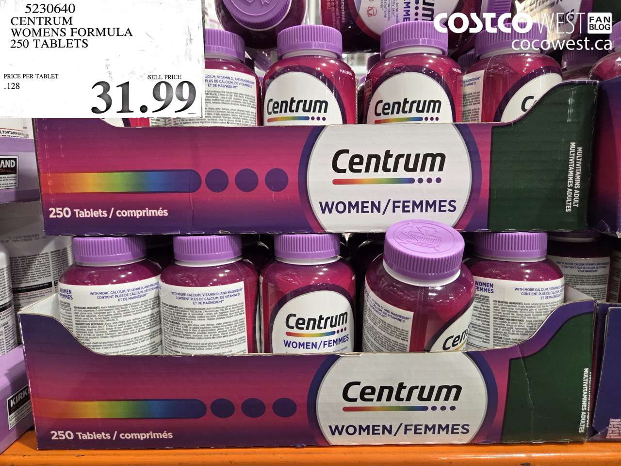 5230640 CENTRUM WOMENS FORMULA 250 TABLETS $31.99