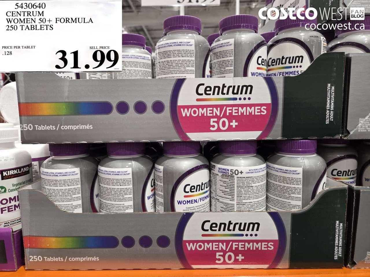 5430640 CENTRUM WOMEN 50+ FORMULA 250 TABLETS $31.99