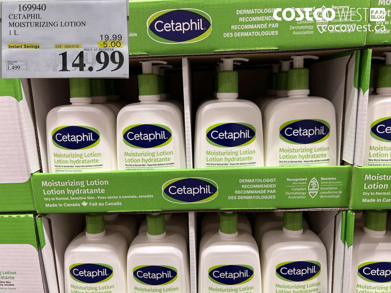 169940 CETAPHIL MOISTURIZING LOTION 1 L ($5.00 INSTANT SAVINGS EXPIRES ON 2026-07-05) $14.99