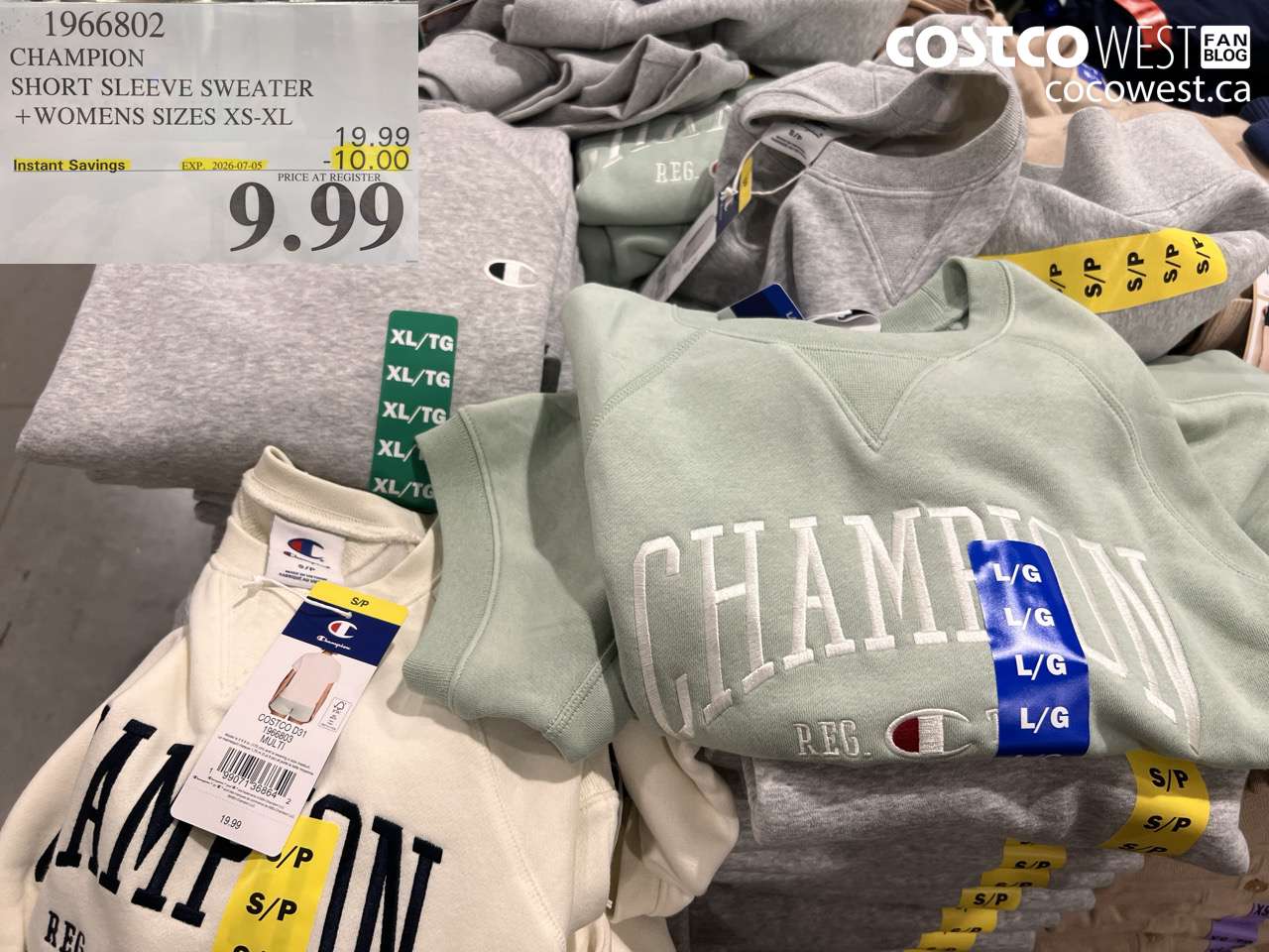 1966802 CHAMPION SHORT SLEEVE SWEATER WOMENS SIZES XS-XL ($10.00 INSTANT SAVINGS EXPIRES ON 2026-07-05) $9.99