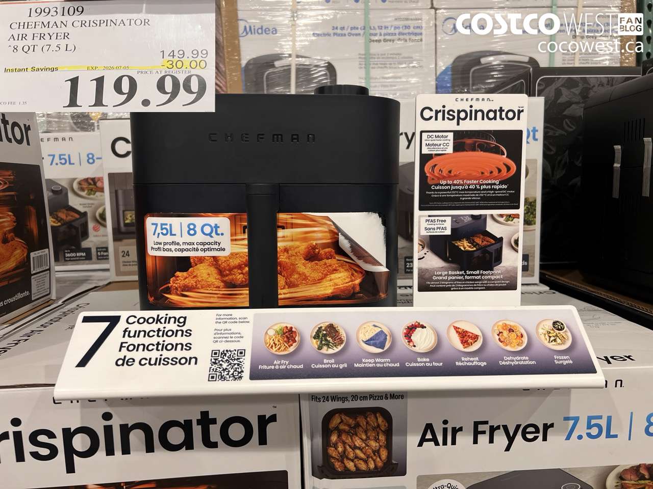 1993109 CHEFMAN CRISPINATOR AIR FRYER 8 QT (7.5 L) ($30.00 INSTANT SAVINGS EXPIRES ON 2026-07-05) $119.99
