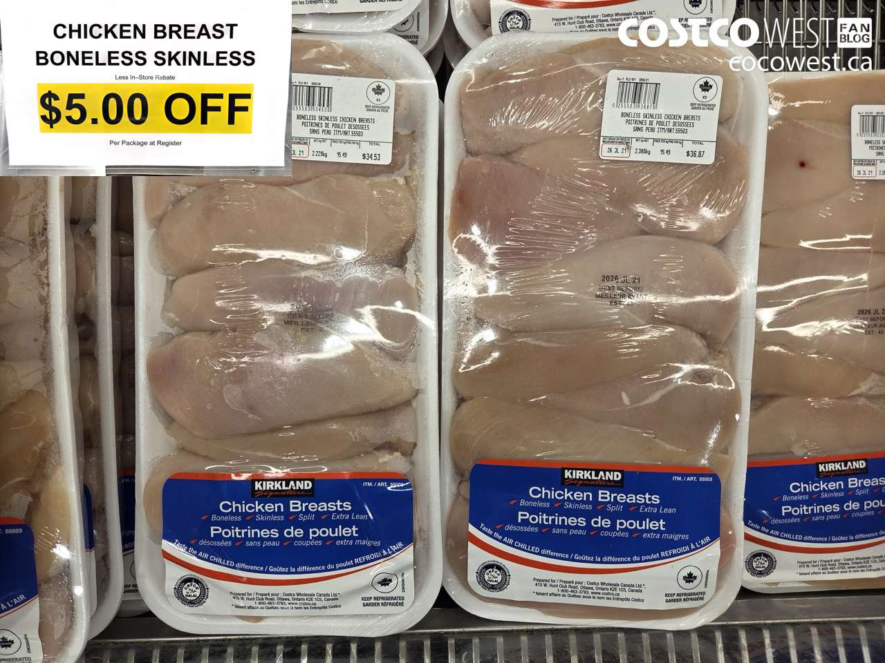 55503 CHICKEN BREAST BONELESS SKINLESS ($5.00 INSTANT SAVINGS)