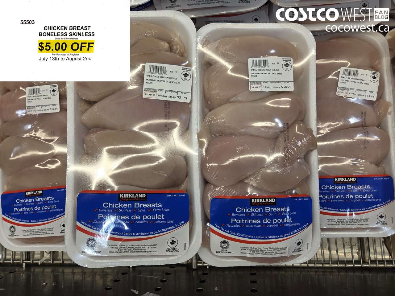 55503 CHICKEN BREAST BONELESS SKINLESS ($5.00 INSTANT SAVINGS EXPIRES ON 2026-08-02)