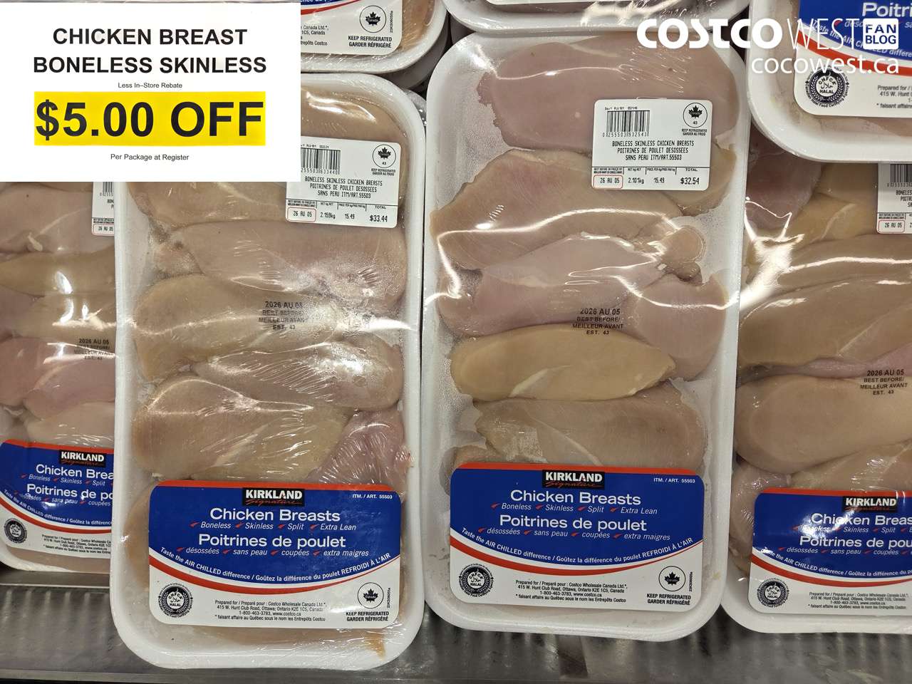 55503 CHICKEN BREAST BONELESS SKINLESS ($5.00 INSTANT SAVINGS)
