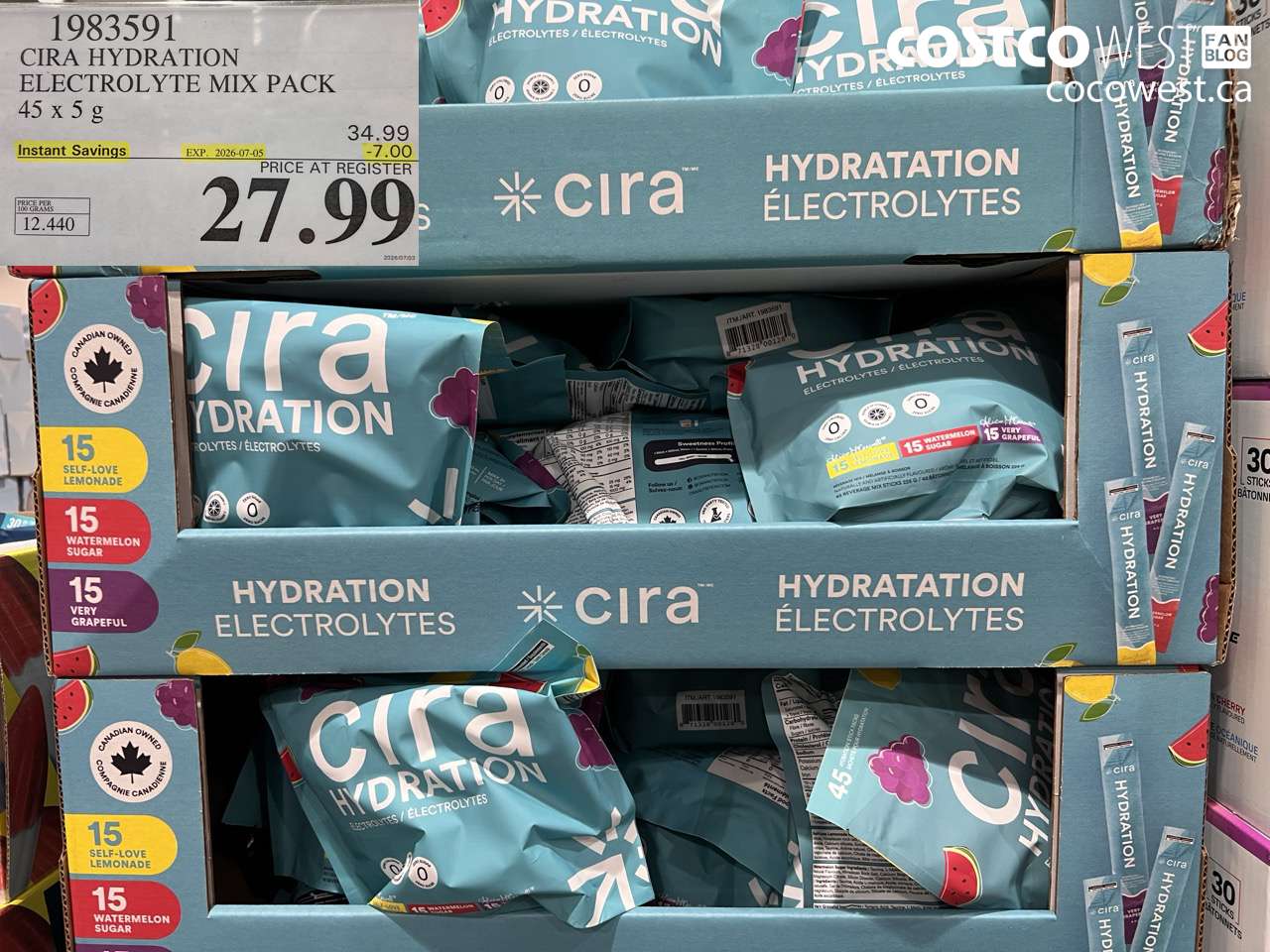 1983591 CIRA HYDRATION ELECTROLYTE MIX PACK 45 X 5 G ($7.00 INSTANT SAVINGS EXPIRES ON 2026-07-05) $27.99
