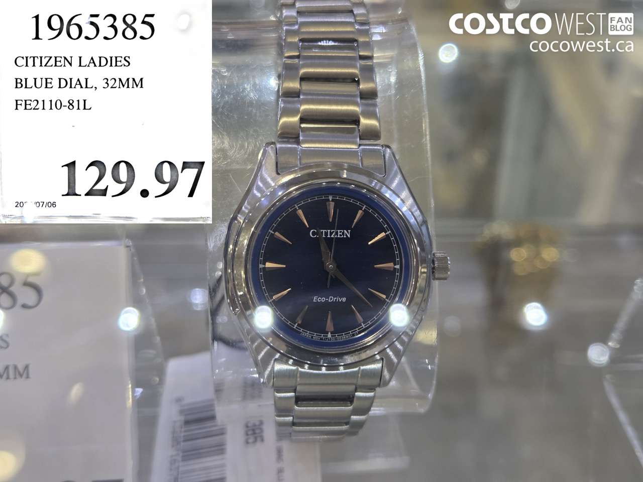 1965385 CITIZEN LADIES BLUE DIAL, 32MM FE2110-81L $129.97