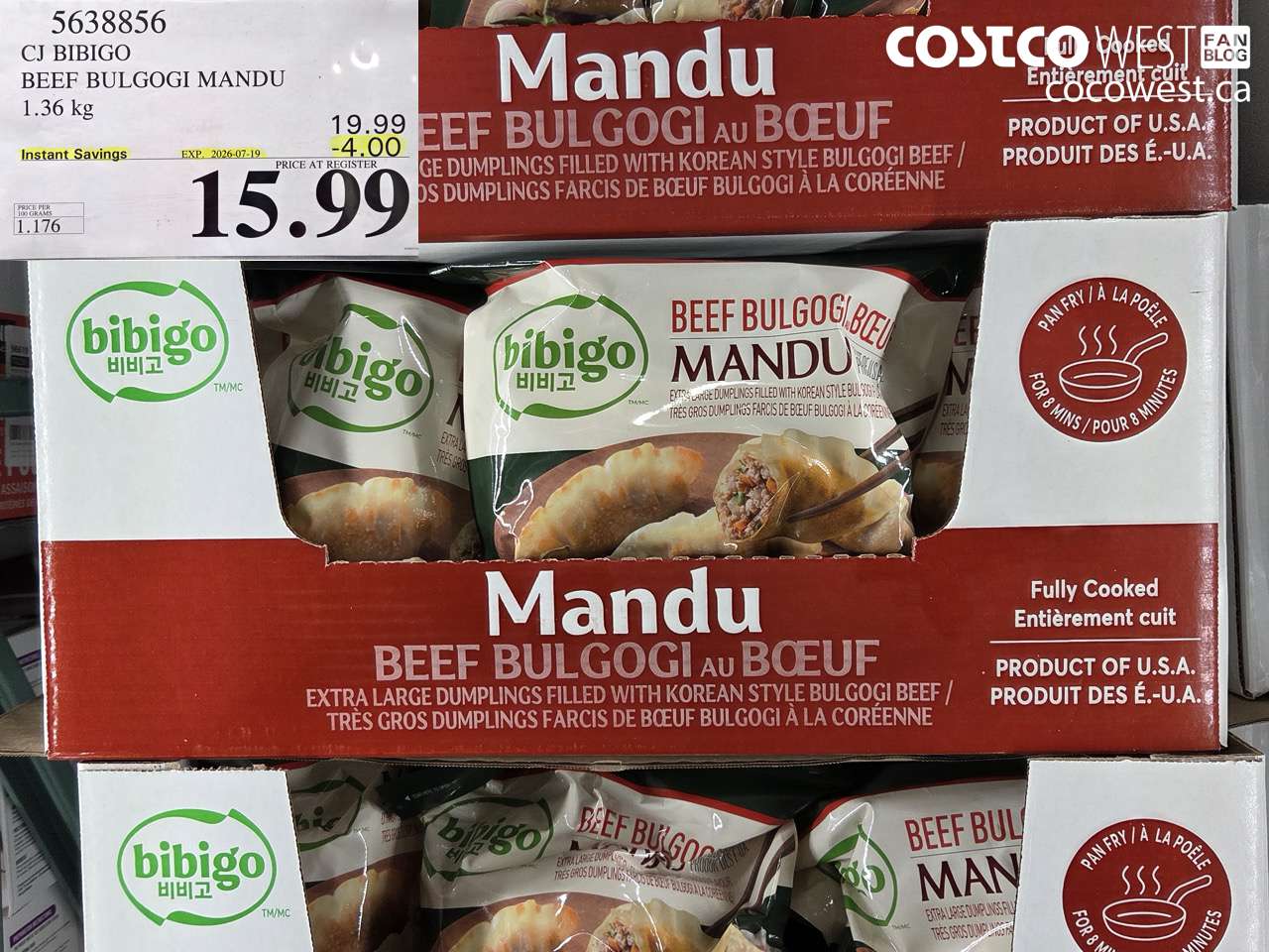 5638856 CJ BIBIGO BEEF BULGOGI MANDU 1.36 KG ($4.00 INSTANT SAVINGS EXPIRES ON 2026-07-19) $15.99