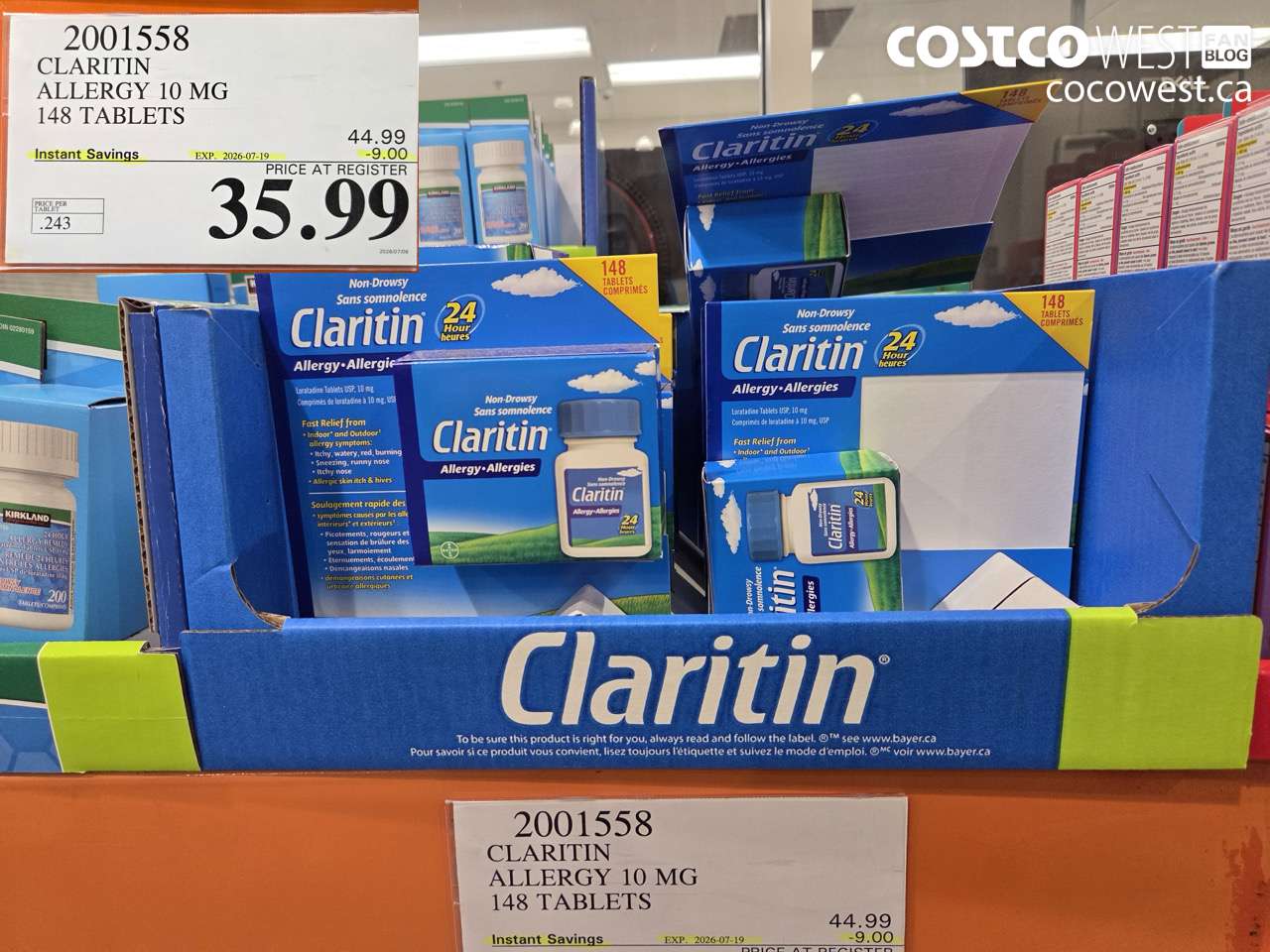 2001558 CLARITIN ALLERGY 10 MG 148 TABLETS ($9.00 INSTANT SAVINGS EXPIRES ON 2026-07-19) $35.99