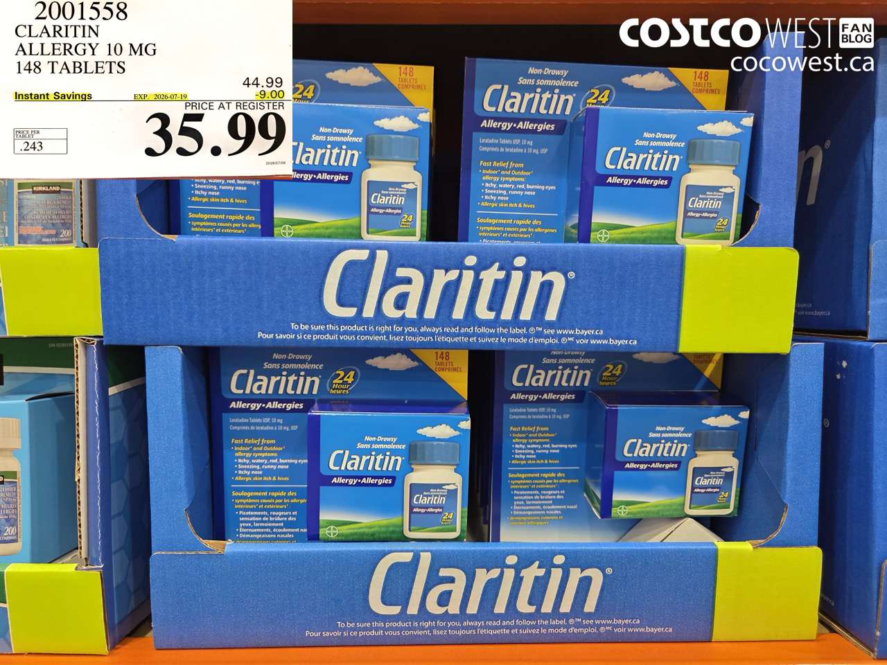 2001558 CLARITIN ALLERGY 10 MG 148 TABLETS ($9.00 INSTANT SAVINGS EXPIRES ON 2026-07-19) $35.99