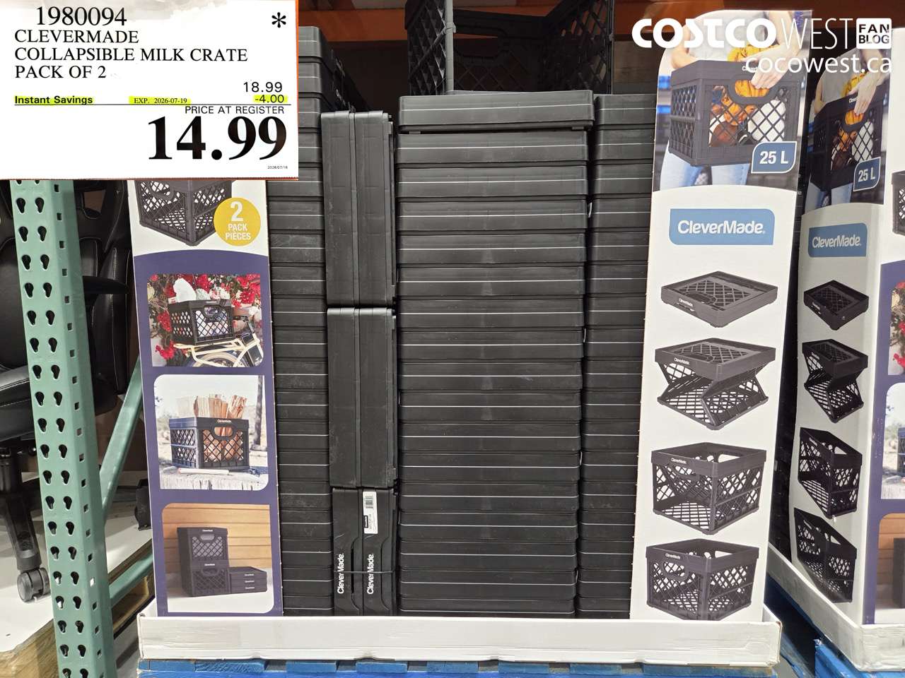 1980094 CLEVERMADE COLLAPSIBLE MILK CRATE PACK OF 2 ($4.00 INSTANT SAVINGS EXPIRES ON 2026-07-19) $14.99