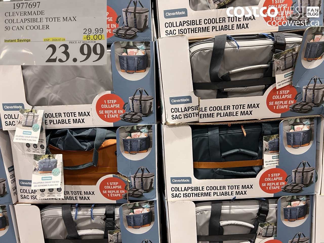 1977697 CLEVERMADE COLLAPSIBLE TOTE MAX 50 CAN COOLER ($6.00 INSTANT SAVINGS EXPIRES ON 2026-07-19) $23.99