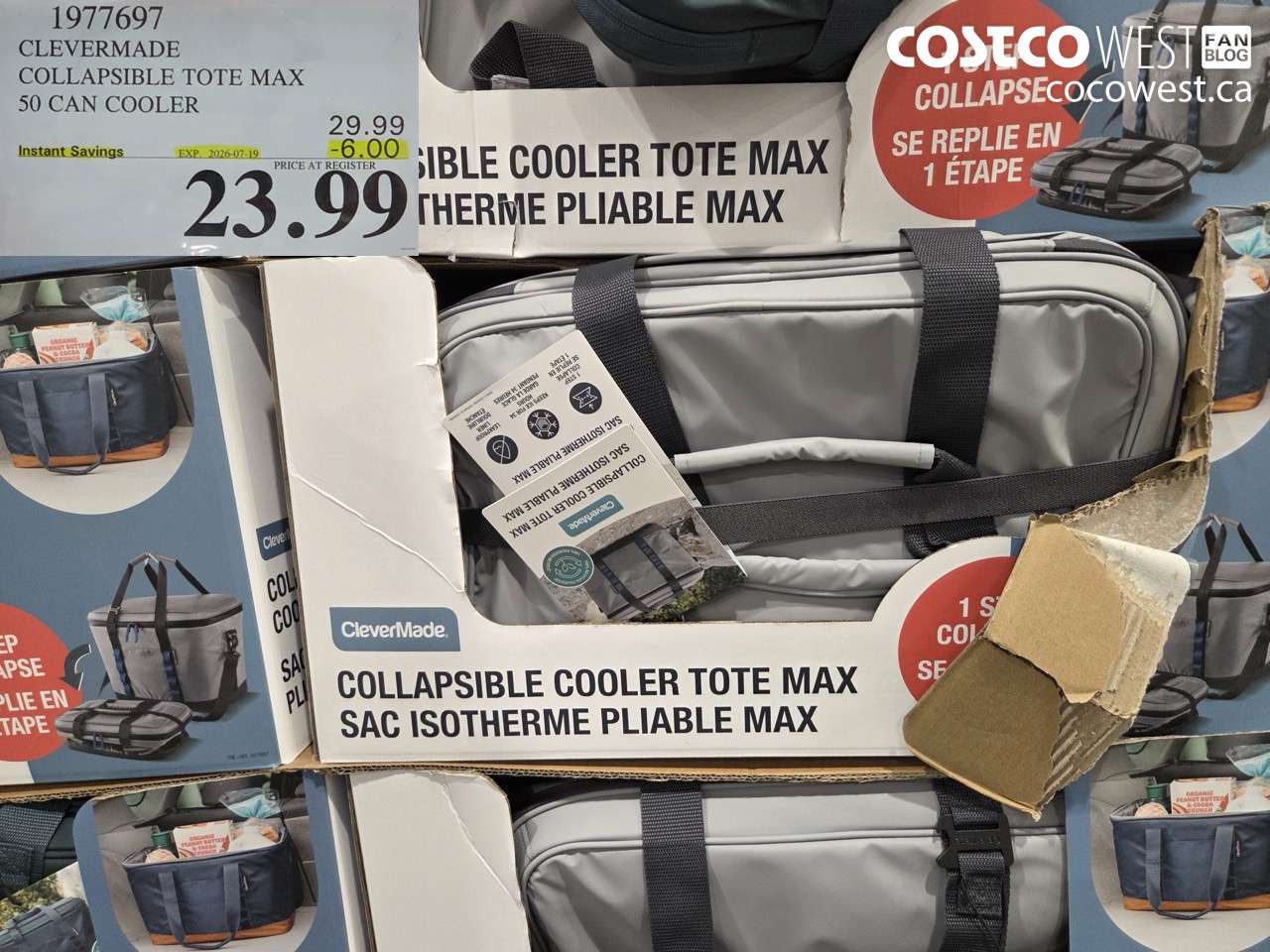 1977697 CLEVERMADE COLLAPSIBLE TOTE MAX 50 CAN COOLER ($6.00 INSTANT SAVINGS EXPIRES ON 2026-07-19) $23.99