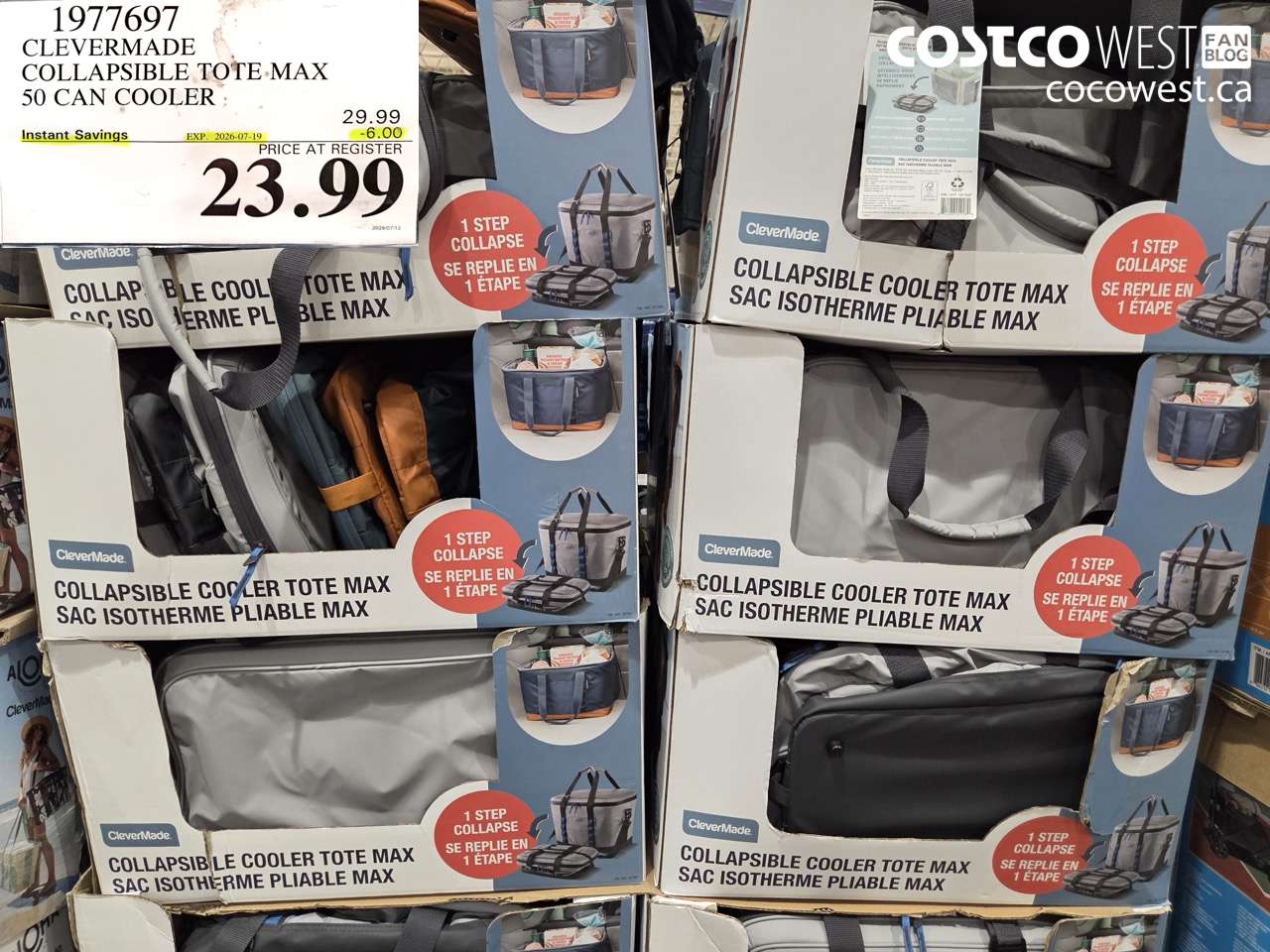 1977697 CLEVERMADE COLLAPSIBLE TOTE MAX 50 CAN COOLER ($6.00 INSTANT SAVINGS EXPIRES ON 2026-07-19) $23.99