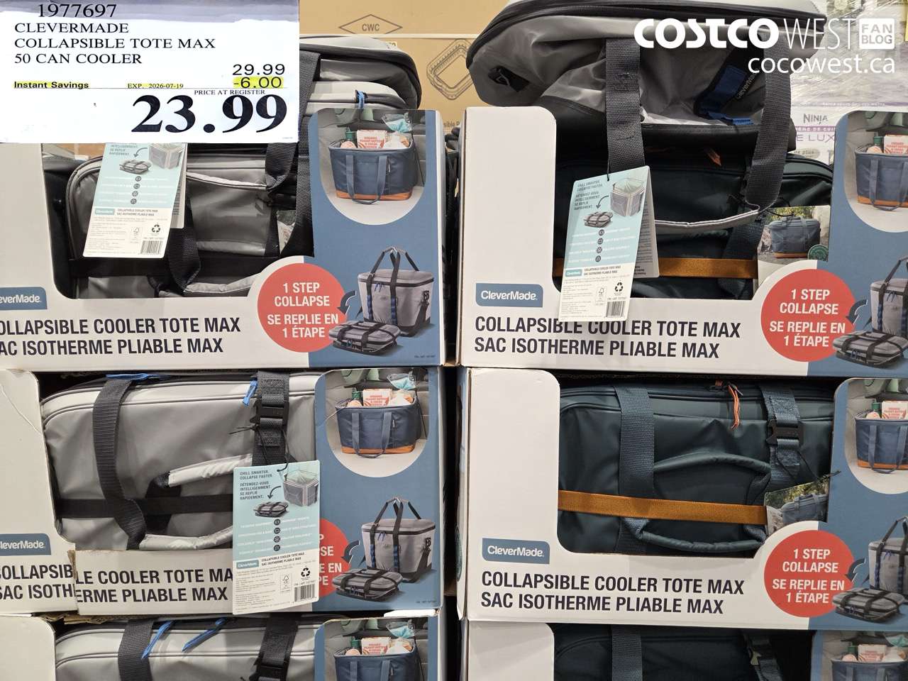 1977697 CLEVERMADE COLLAPSIBLE TOTE MAX 50 CAN COOLER ($6.00 INSTANT SAVINGS EXPIRES ON 2026-07-19) $23.99