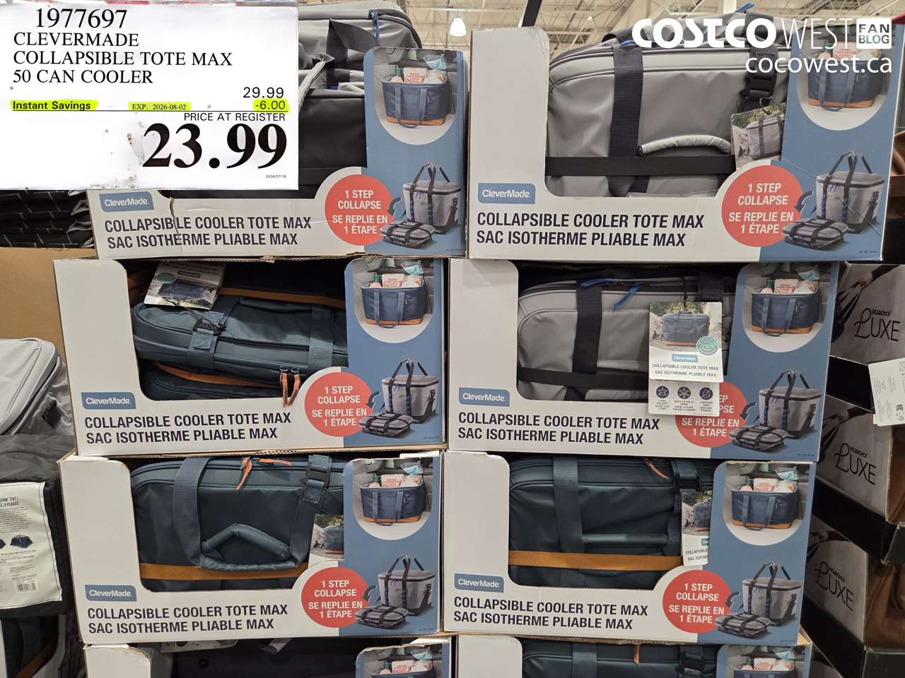 1977697 CLEVERMADE COLLAPSIBLE TOTE MAX 50 CAN COOLER ($6.00 INSTANT SAVINGS EXPIRES ON 2026-08-02) $23.99